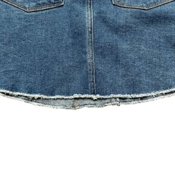 NEW Levi’s Blue Denim Jean Skirt Med Wash Zip Front Elastic‎ Side Girls Size 8 - Picture 8 of 13